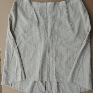 Natural tan cream linen blend skirt pockets 2X
